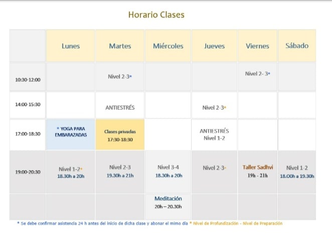 Horario octubre 2021